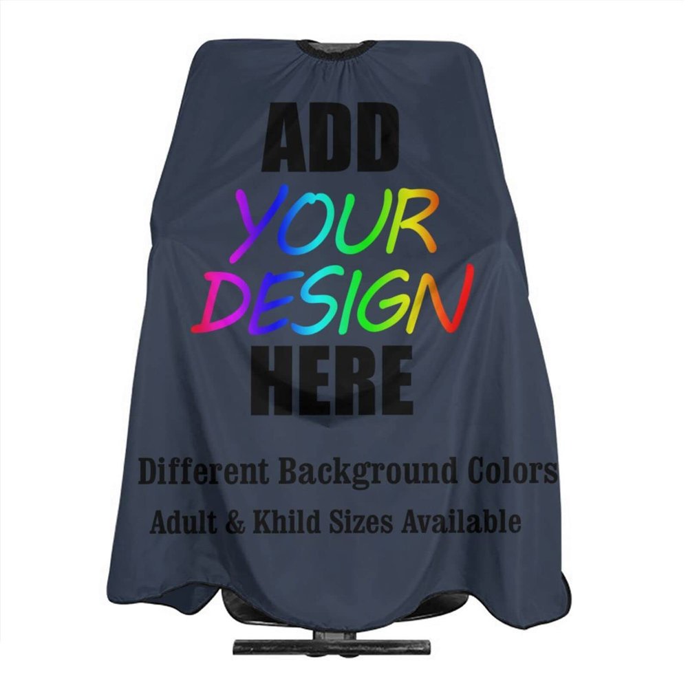 AMOU Customized Barber Cape, Custom with Image Text Salon Haircut Capes,Navy Blue