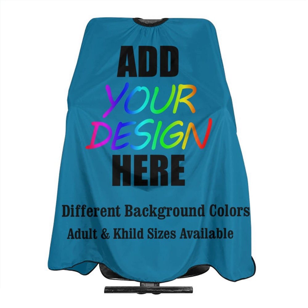 AMOU Customized Barber Cape, Custom with Image Text Salon Haircut Capes,Sapphire Blue