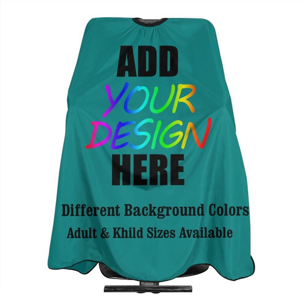 AMOU Customized Barber Cape, Custom with Image Text Salon Haircut Capes,Tropical Blue