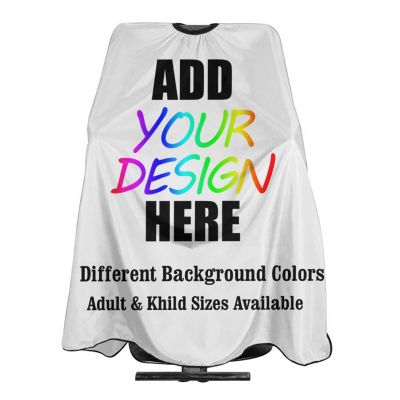 AMOU Customized Barber Cape, Personalized with Image Logo Salon Haircut Capes,White