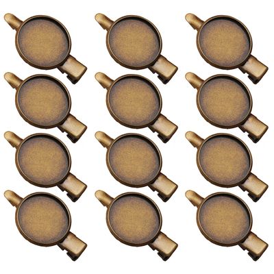 12pcs 3.5cm Metal Alligator Hair Clips with Cabochon Setting Tray Hair Clips with Blank Round Tray Base Alligator Hair Clips Blank Hairgrip Base Trays for DIY Hair Accessories Making, Antique Bronze