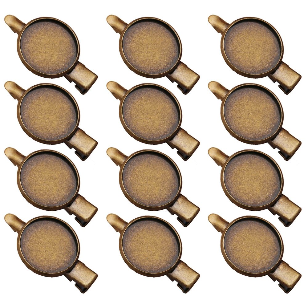 12pcs 3.5cm Metal Alligator Hair Clips with Cabochon Setting Tray Hair Clips with Blank Round Tray Base Alligator Hair Clips Blank Hairgrip Base Trays for DIY Hair Accessories Making, Antique Bronze