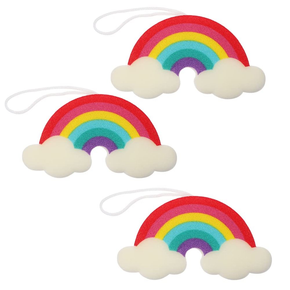 3pcs Rainbow Bath Sponge Shower Face Scrubbers Body Cleaner Sponge Natural Dish Natural Sea Baby Esponjas para El Cushion Child Pu Modeling