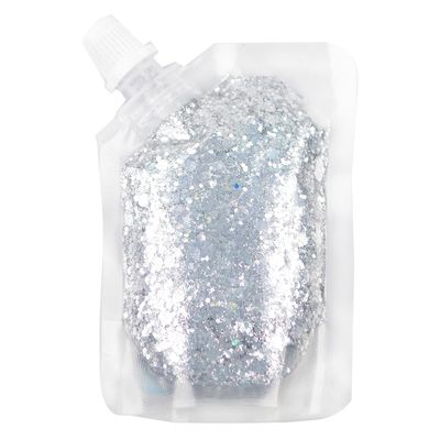 GL-Turelifes Body Glitter Gel, Easy to Apply&Remove 50ml Mermaid Sequins Chunky Glitter for Body Face Hair, Festival Glitter Halloween Costume Makeup Long Lasting Sparkling (Silver(Chunky Glitter))