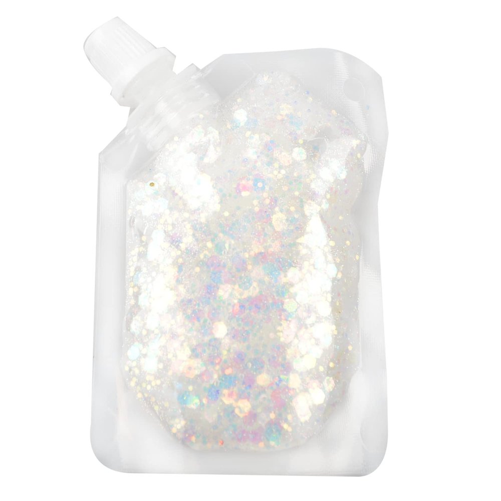 GL-Turelifes Body Glitter Gel, Easy to Apply&Remove 50ml Mermaid Sequins Chunky Glitter for Body Face Hair, Festival Glitter Halloween Costume Makeup Long Lasting Sparkling (White(Chunky Glitter))