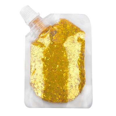 GL-Turelifes Body Glitter Gel, Easy to Apply&Remove 50ml Mermaid Sequins Chunky Glitter for Body Face Hair, Festival Glitter Halloween Costume Makeup Long Lasting Sparkling (Gold(Chunky Glitter))