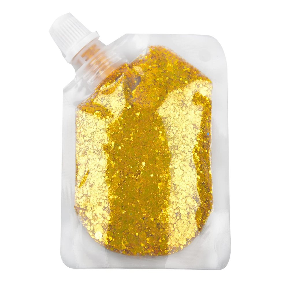 GL-Turelifes Body Glitter Gel, Easy to Apply&Remove 50ml Mermaid Sequins Chunky Glitter for Body Face Hair, Festival Glitter Halloween Costume Makeup Long Lasting Sparkling (Gold(Chunky Glitter))