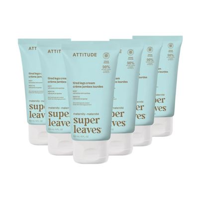 ATTITUDE Pregnancy Tired Legs Cream, EWG Verified, Dermatologically Tested, Plant and Mineral-Based, Vegan Maternity Products, Soothing and Refreshing Mint, 5 Fl Oz (Pack of 6)