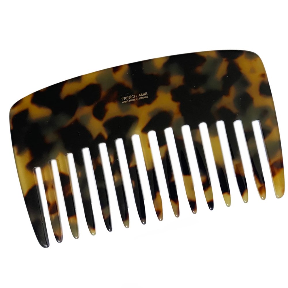 French Amie Wide Teeth Yellow Tokyo Pocket Comb for Women Girls Thick Hair