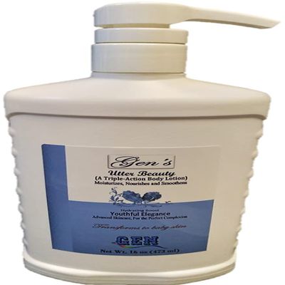 GEN Utter Beauty (Triple-Action) Body Lotion. Hydrating Boost with Sunscreen, 16 Fl. Oz. (Blue)