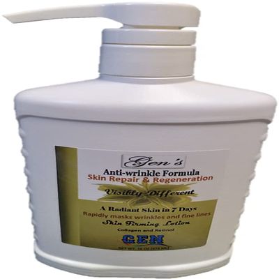 GEN Anti-wrinkle Body Lotion. Intense Skin Repair and Regeneration. Rapidly Masks Wrinkles and fine lines. 16 Fl. Oz (Green)