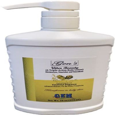 GEN Utter Beauty (Triple-Action) Body Lotion. Hydrating Boost with Sunscreen, 16 Fl. Oz. (Yellow)