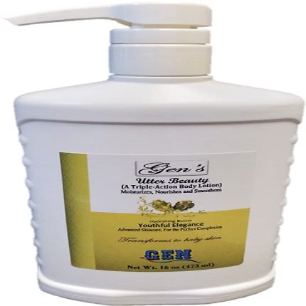 GEN Utter Beauty (Triple-Action) Body Lotion. Hydrating Boost with Sunscreen, 16 Fl. Oz. (Yellow)