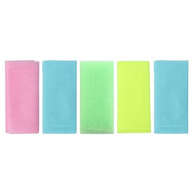 5pcs Exfoliating Washcloth Towel Body Wash Cloths Scrub Cloth Massage Bath Strips Brush Long Belt Back Scrubber Nylon Bath Sponge Loofah for Bathing Accessories