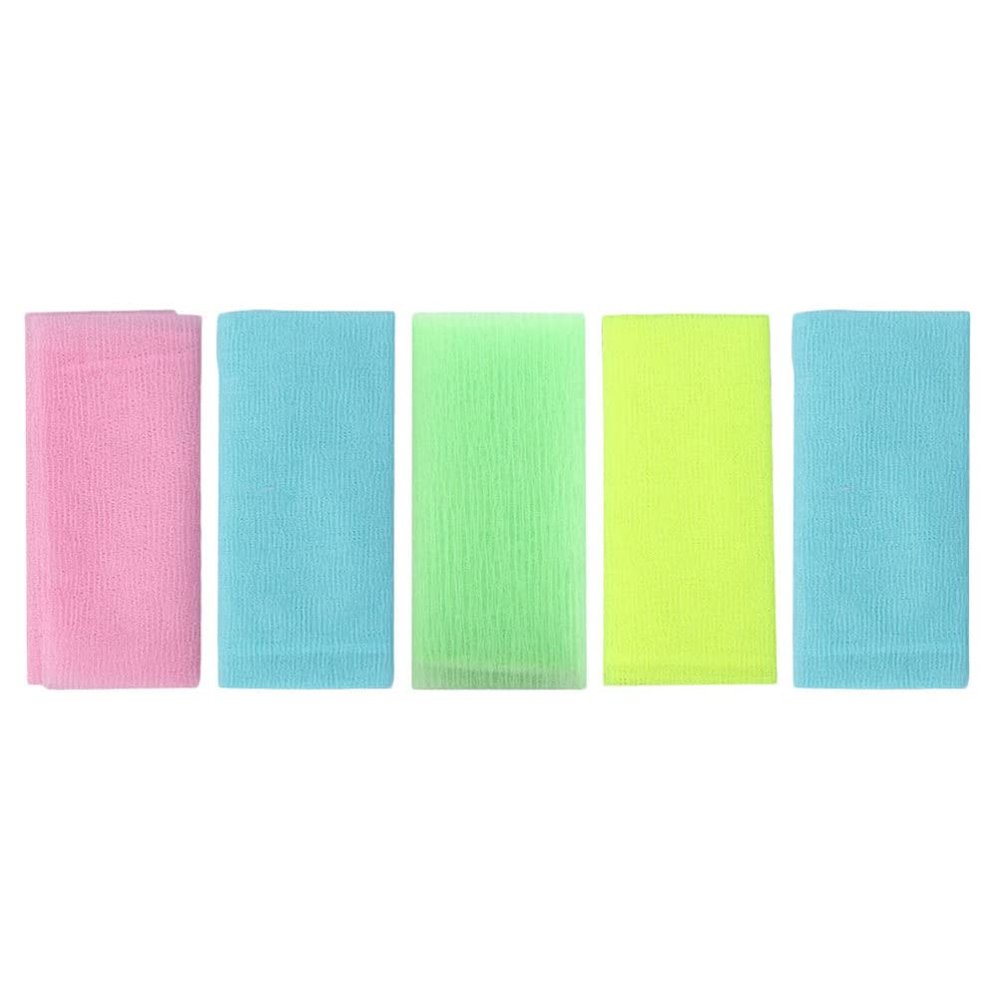 5pcs Exfoliating Washcloth Towel Body Wash Cloths Scrub Cloth Massage Bath Strips Brush Long Belt Back Scrubber Nylon Bath Sponge Loofah for Bathing Accessories
