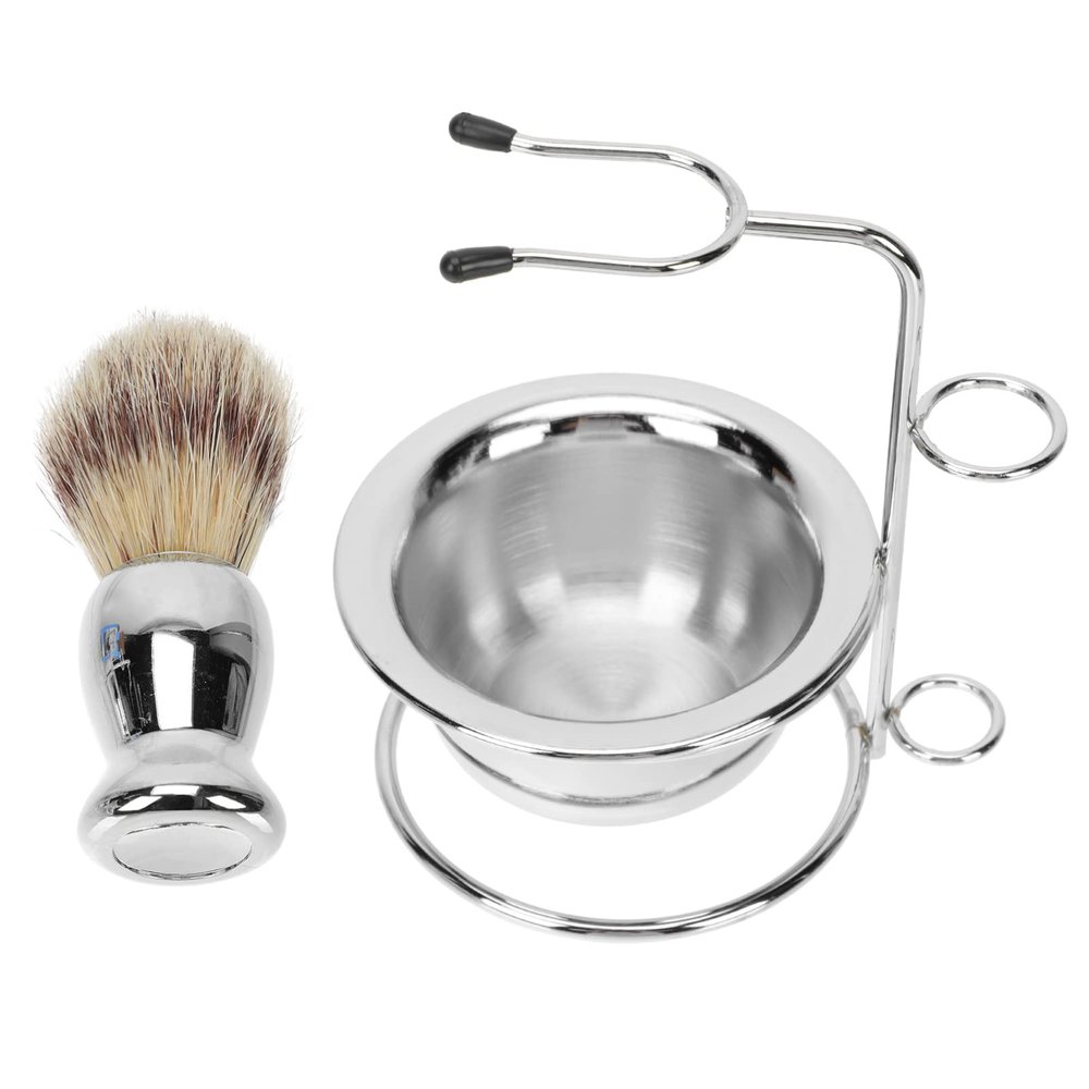 Beaupretty 1set Men's Beard Brush Set Bubble Bowl and Metal Stand Grooming Kit for Shaving Experience Includes Shaving Brush and Care Tools