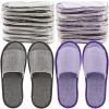 Frcctre 16 Pairs Disposable Slippers, Cotton Linen Open Toe Spa Slippers for Women and Men, Breathable Non-Slip Disposable Slipper for Travel Guests Hotel Home, Gray and Purple view 1