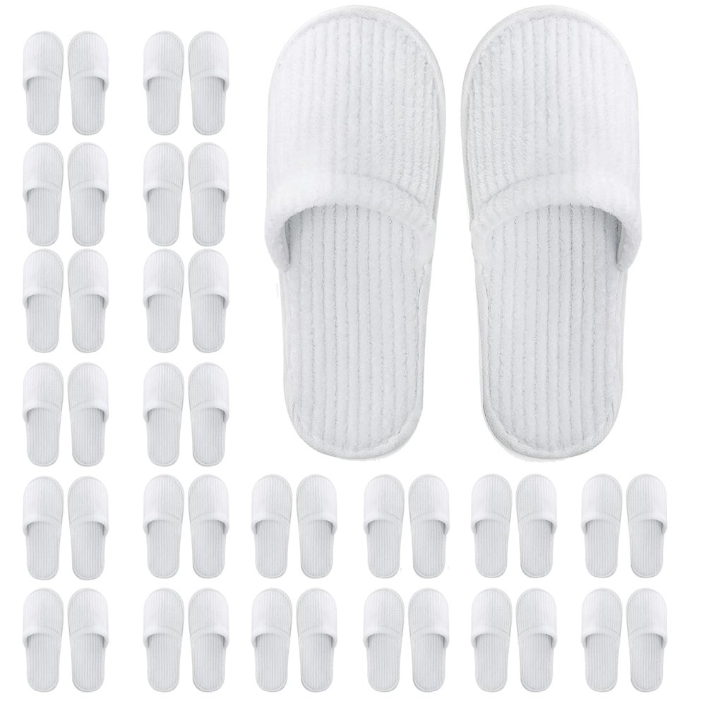 Frcctre 20 Pairs White Disposable Slippers, Closed Toe Soft Coral Fleece SPA Slippers for Women and Men, Comfortable Non-Slip Disposable Slipper for Travel Guests Hotel Home Salon