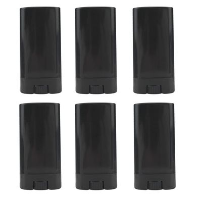 12 Pcs Oval Black Lip Balm Deodorant Tube Twist-up Empty Plastic Refillable Deodorant Tube for DIY Deodorant Lipstick Lip Balm Cosmetic (15 ml)