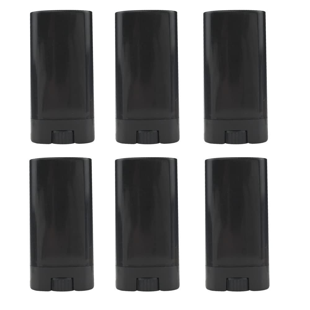 12 Pcs Oval Black Lip Balm Deodorant Tube Twist-up Empty Plastic Refillable Deodorant Tube for DIY Deodorant Lipstick Lip Balm Cosmetic (15 ml)
