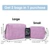2 Pack Vegan Leather Makeup Bag Zipper Pouch Travel Cosmetic Organizer for Women (Large (Pack of 2), Purple) view 2