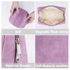 2 Pack Vegan Leather Makeup Bag Zipper Pouch Travel Cosmetic Organizer for Women (Large (Pack of 2), Purple) view 3