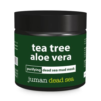 All Natural & Authentic TEA TREE ALOE VERA Purifying Facial MUD MASK with Dead Sea Salt Minerals - Paraben Free  Not Tested on Animals  All Skin Types  Reduces Acne - Infused with Vitamin E (7.76 oz)