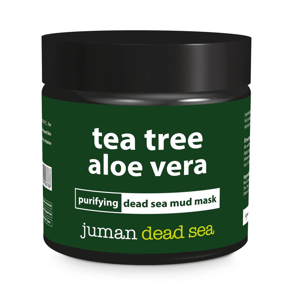 All Natural & Authentic TEA TREE ALOE VERA Purifying Facial MUD MASK with Dead Sea Salt Minerals - Paraben Free Not Tested on Animals All Skin Types Reduces Acne - Infused with Vitamin E (7.76 oz)