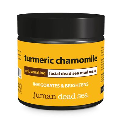 All Natural & Authentic TURMERIC CHAMOMILE Rejuvenating Facial MUD MASK with Dead Sea Salt Minerals  Invigorates - Paraben Free  Not Tested on Animals  All Skin Types - Infused with Avocado, Vitamin E (7.76 oz)