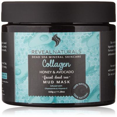 All Natural & Authentic Dead Sea Mud Mask for Face & Body Infused with Collagen, Avocado and Honey  Vegan - Unscented - Treats Blackhead, Pores (11.28 oz)
