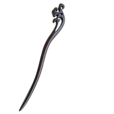 FANTAC CRAFTS 2 Pcs Natural Ebony Wood Lotus Leaf Hair stick Blackwood Bun Updo Hairpins Handmade Wooden Hair Accessories