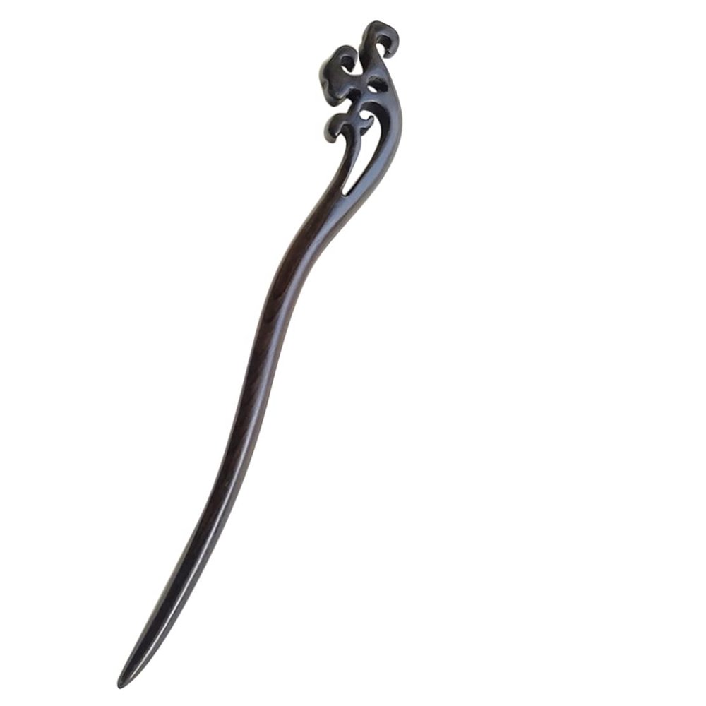 FANTAC CRAFTS 2 Pcs Natural Ebony Wood Lotus Leaf Hair stick Blackwood Bun Updo Hairpins Handmade Wooden Hair Accessories
