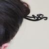 FANTAC CRAFTS 2 Pcs Natural Ebony Wood Lotus Leaf Hair stick Blackwood Bun Updo Hairpins Handmade Wooden Hair Accessories view 2