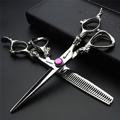 Hair Cutting Scissors, Professional Hair Salon Hairdressing Scissors 6/5.5/7 Inch 440c Hairdresser Hair Stylist Special Hairdressing Scissor BY ZZYY (Color : 5.5 inch Set)