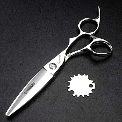 Hair Cutting Scissors, 6 Inch Willow Scissors Convex Blade Damascus Decorative Design Bearing Screw Haircut Shears Sliding Upscale 440c Barber Scissors BY ZZYY (Color : 6 willow shears)