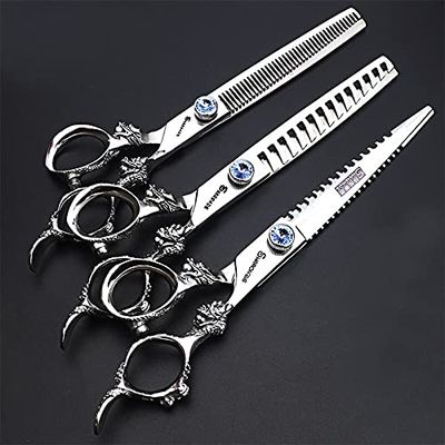 Hair Cutting Scissors, 7 Inch Professional Hairdressing Barber Scissors For Barbershop Cutting & Thinning Shears Scissors Japan 440c Haircut Scissors BY ZZYY (Color : Pink)