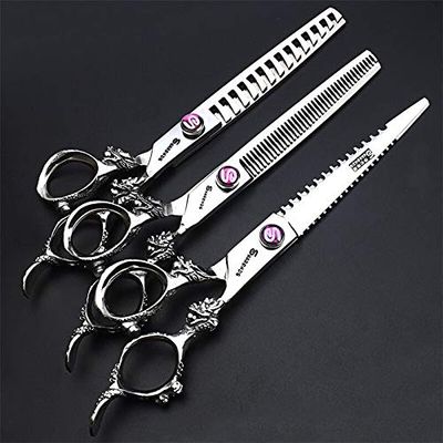 Hair Cutting Scissors, 7 Inch Professional Hairdressing Barber Scissors For Barbershop Cutting & Thinning Shears Scissors Japan 440c Haircut Scissors BY ZZYY (Color : Orange)