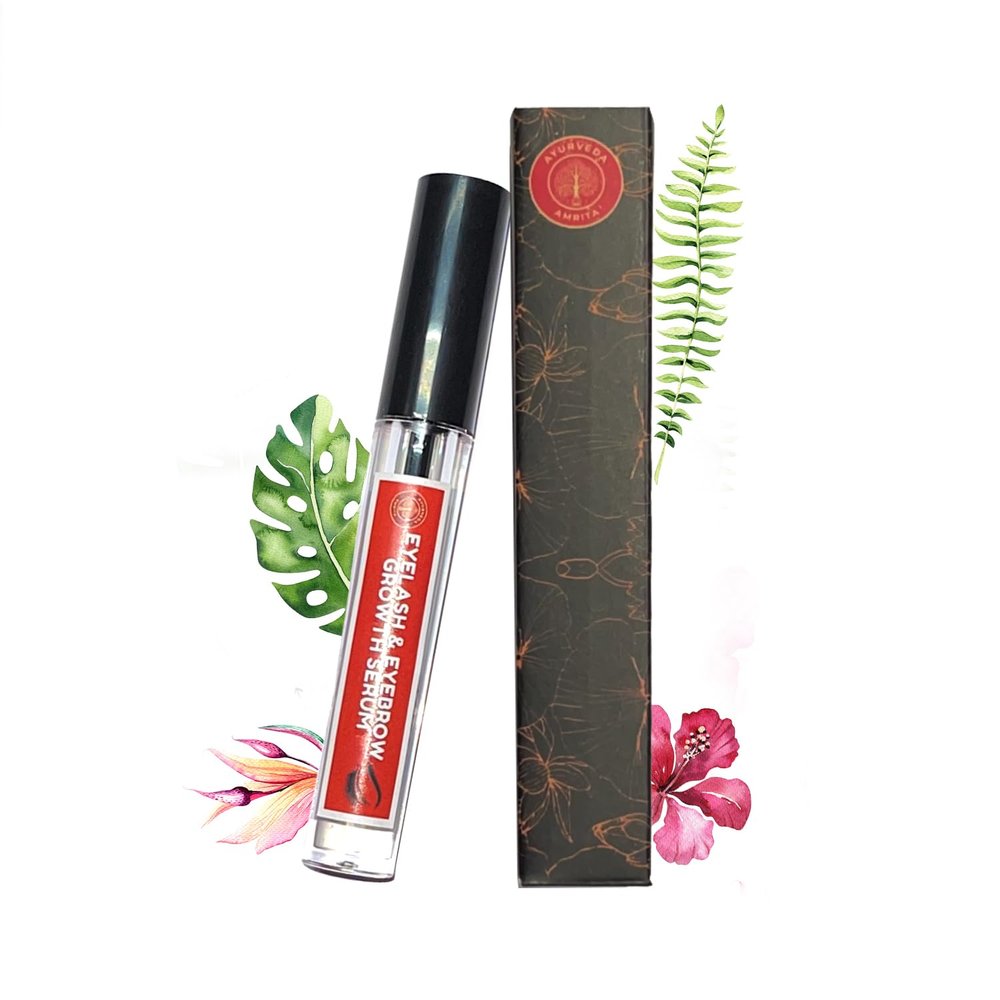 Ayurveda Amrita Eyelash & Eyebrow Growth Serum | All-Natural, Castor Oil, Vitamin E, Sage Oil, Argan Oil 4Ml