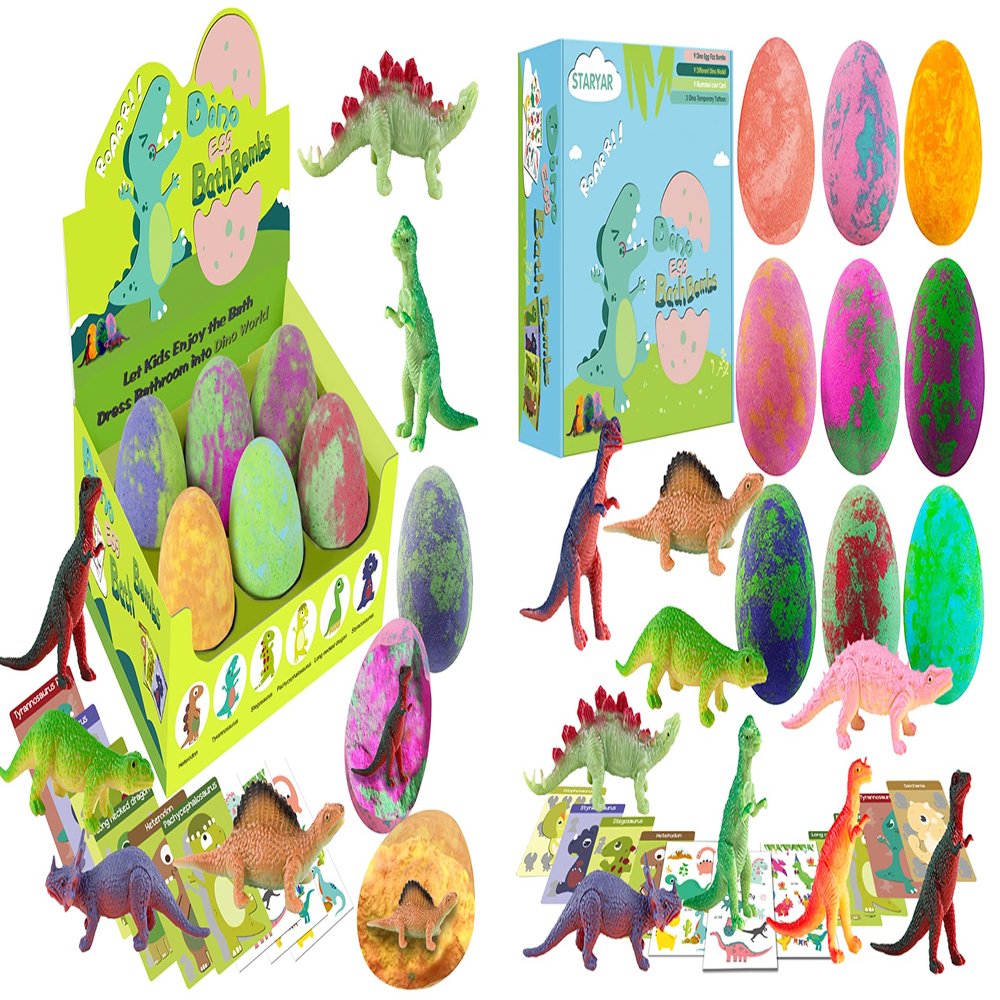 2 Pack Bath Bombs for Kids with Surprise Toys Inside - XXL Dinosaur Toys Bath Bomb Gift