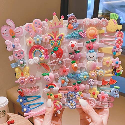 Cute Princess Hair Clips girl hair clips Accessories Scrunchies / Rainbow Watermelon Starfish Lollipop Ice Cream (HA3) (9 - Set of 55)
