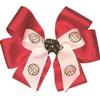 Volleyball hair bow with six loops, Made in the USA, White Pony Band, many colors (Red) view 1