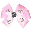 Softball Hair Bow with six loops, Made in the USA, White Pony Band, many colors (Light Pink) view 1