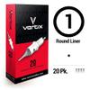 Vertix - 1 Round Liner, Pack of 20 Membrane Tattoo Machine Cartridges - Transparent Detachable Tip, Minimize Tattoo Pen Machine Vibration view 2