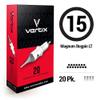 Vertix - 15 Magnum Curved Bugpin - Pack of 20 Membrane Tattoo Machine Cartridges - Transparent Detachable Tip, Minimize Tattoo Pen Machine Vibration view 2