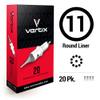 Vertix - 11 Round Liner - Pack of 20 Membrane Tattoo Machine Cartridges - Transparent Detachable Tip, Minimize Tattoo Pen Machine Vibration view 2