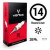 Vertix - 14 Round Liner - Pack of 20 Membrane Tattoo Machine Cartridges - Transparent Detachable Tip, Minimize Tattoo Pen Machine Vibration view 2