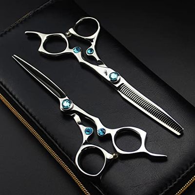 Hair Cutting Scissors, 6.0inch Silver Japanese Hair Scissors Hairdressing Scissors Shears Hairdresser Haircut Scissors BY ZZYY (Color : Set)