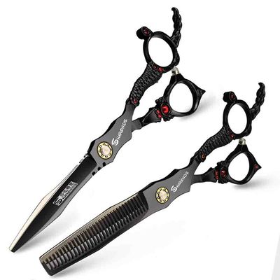 Hair Cutting Scissors, Japan 440c 6 inch hair scissors belong to the hairdresser's professional scissors professional hairdressing scissors BY ZZYY (Color : Scissors set)