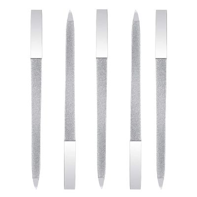 5 PCS Diamond Nail File Double Sided Metal Fingernail Manicure Files for Polish Nail, Removes Nail Ridges 7 Inches