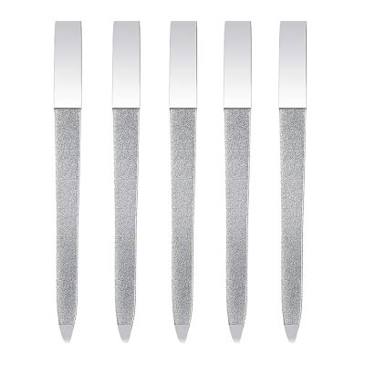 5 PCS Diamond Nail File Double Sided Metal Fingernail Manicure Files for Polish Nail, Removes Nail Ridges 5 Inches